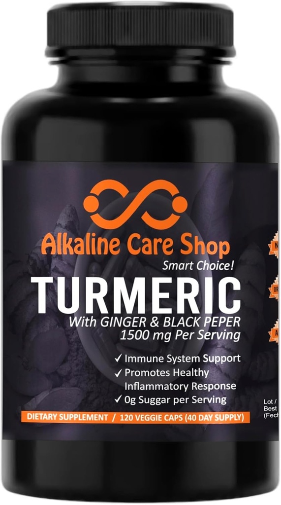 Leeliseline hooldus |Turmeric Curcumin Supplement 1500mg orgaaniline kurkum, ingver & Black Pepper parima imendumise |Non-GMO | Joint & Healthy Inflammation Response Support (120 Veggie kapslit)