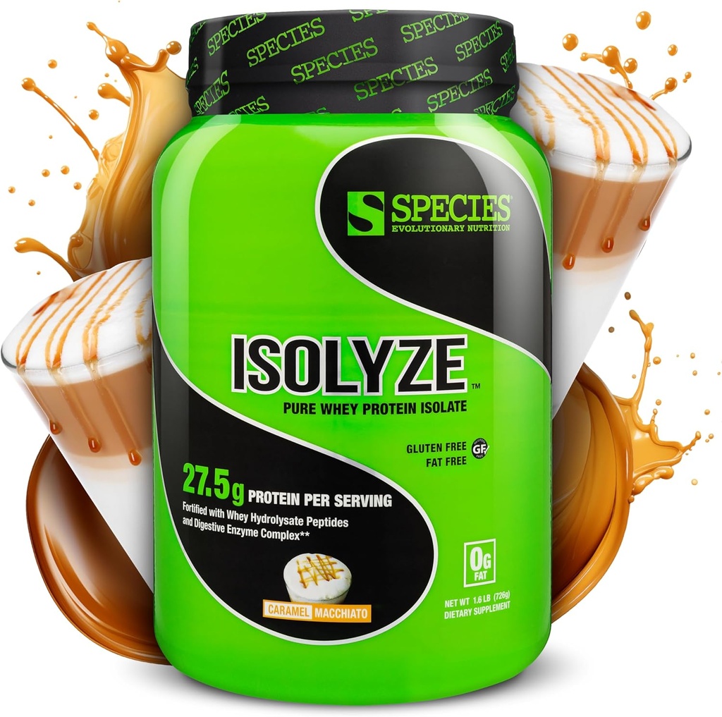 Liikide toitumine Isolüüsi vadakuvalgu pulber, 100% vadaku isolaat lihaste ehitamiseks, 27,5 g valku Scoopi kohta, suhkrut ja madalat rasva (Caramel Macchiato, 22 Servings)