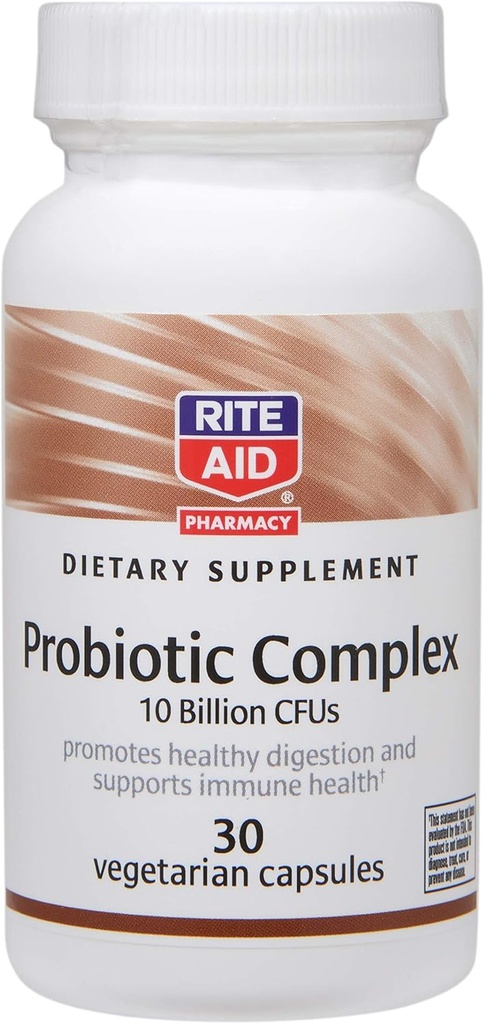 Rite Aid Dieet Toidulisand Probiootiline Kompleks, 10 Miljardit CFU-d - 30 Taimekapslit | Seedetrakti Tervis | Soolestiku Tervise Täiendus Probiootikumilisa