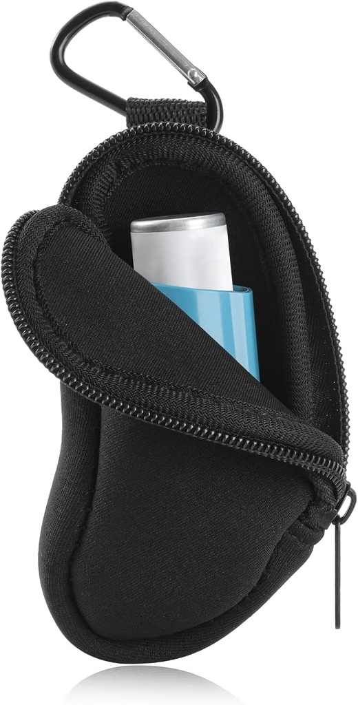 Astma inhalaatori hoidja Kaitske kaasaskantavat kotti kandev hoidja Neoprene Travel Inhaler Mini kott L-kujulise inhalaatori jaoks, inhalaator ei sisalda (must)