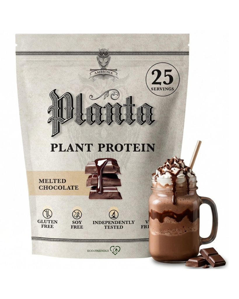 Ambrosia Planta - Premium Plant-Based Protein | Vegan & Keto Friendly | Gourmet Flavors without Bloating or Stomach Upset | Gluten & Soy Free | No Added Sugar | 25 Servings | Sulatatud šokolaad