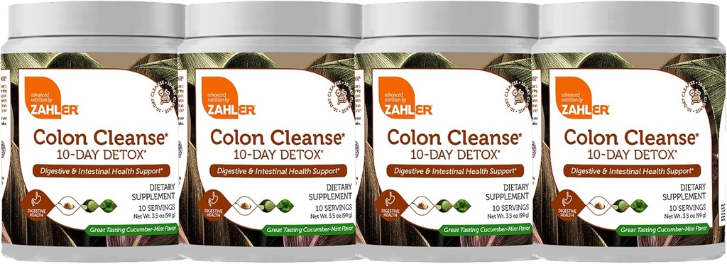 Zahler Colon Cleanse 10-päevane Detox Cleanse - Kurgimündi maitse - Taimne Seedetrakti Wellness - Colon Cleanser & Detox soolestiku liikumiseks, Body Detox, Seedimise abi naistele ja meestele - 3,5 oz (4 Pack)