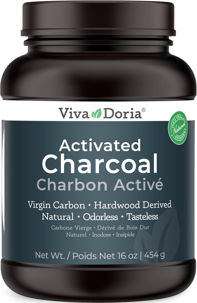 Viva Doria Virgin aktiveeritud söe pulber, lehtpuu tuletatud, toiduklass, 16 Oz (1 nael)