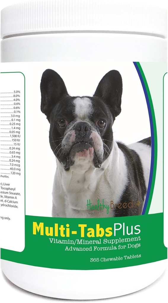 Tervislikud tõud Prantsuse buldog Multi-Tabs Plus näritavad tabletid 365 Count