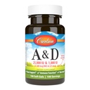 Carlson - A & D, 25000 IU (7500 mcg RAE) Vitamiin A, 1000 IU (25 mcg) Vitamiin D, Vision Support, Naha tervis, 100 Softgels