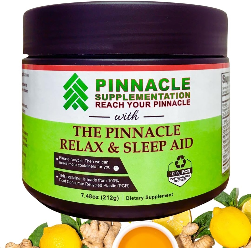 Pinnacle lõõgastav ja puhketoetus, unetoetuslisa koos melatoniiniga, Valerian Juur, Ashwagandha, L Theanine, Tsink, GABA & Magneesium rahustamiseks, looduslik sidruni tee maitsestamine (30 serveerimist)
