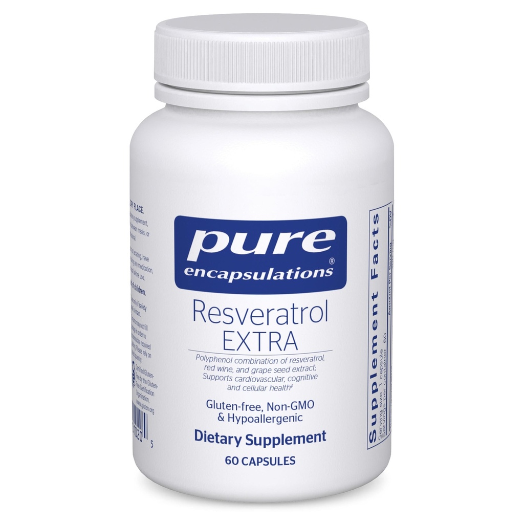 Puhtad kapslid Resveratrool EXTRA - 100 mg Trans-Resveratrool - terve rakulise ja südame-veresoonkonna funktsiooni jaoks * - Antioksüdandid Supplement - Non-GMO & Gluteenivaba - 60 kapslit