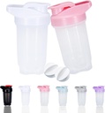 Shaker Bottle Protein Shakes Cup ja 10-Ounce / 300ML Shaker Bottle koos Whisk Balls, Protein Shakers Bottles Set, Mitte-BPA plastik (valge + roosa (2PCS))