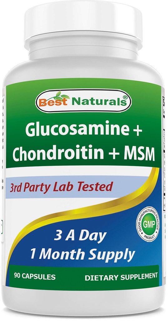 Parimad looduslikud ained, Glükosamiini kondroitiin MSM-i toidulisandid, 2600 mg ühe serveerimise kohta, 90 kapslit (90 loendit (1. pakend))