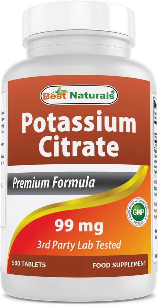 Parimad looduslikud Kaaliumtsitraat 99mg 500 tabletti - 3. partei Lab testitud