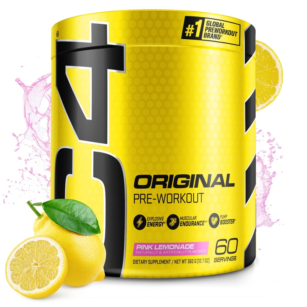Cellucor C4 Original Pre Workout Pulber Roosa Lemonaat C-vitamiin immuunsuse toetamiseks Suhkruvaba Preworkout Energia meestele ja naistele 150mg Kofeiin + beeta-alaniin + kreatiini 60 serveerimist