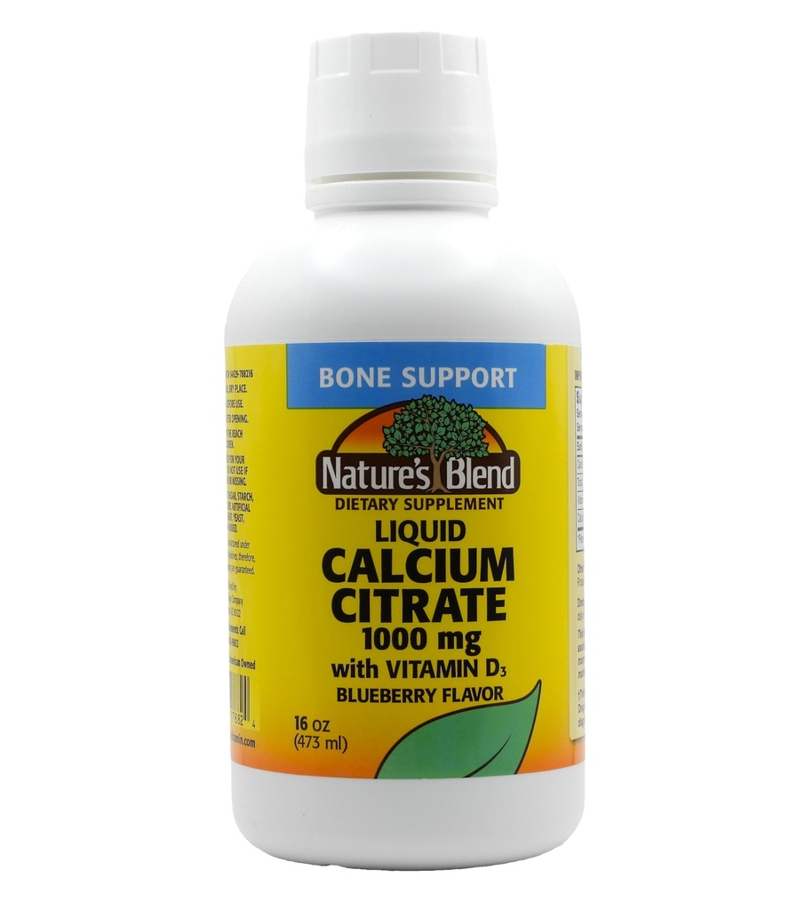 Vedel Kaltsiumtsitraat 1000mg koos D3 16 fl oz Vedel mustikaga