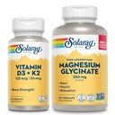 SOLARAY Vitamiin D3 K2 ja magneesiumglütsinaat - Luude tervise komplekt - Kaltsiumi imendumine, närvi, südame ja immuunsüsteemi tugi w/ 5000 IU D-vitamiin, 350mg Kelaaditud magneesium, 60-päevane garantii, 60ct / 120ct