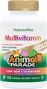 NaturesPlus Animal Parade Gold Laste multivitamiinid - sorteeritud kirss, apelsin ja viinamarjamaitsed - 120 loomakujulist närimistabletti, pakend 3 - vegan, gluteenivaba - 180 kogu serveerimist