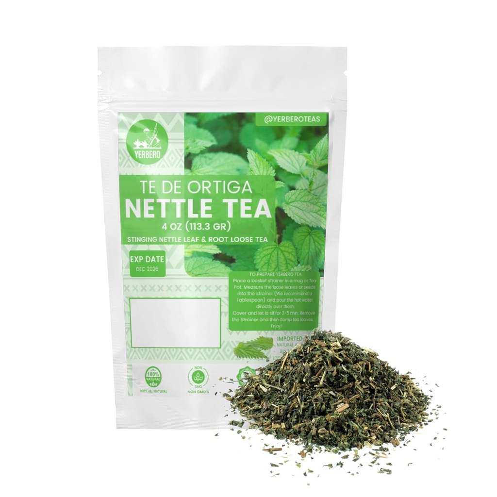 Yerbero - Stinging Nettle Leaf & Juur Loose Tea 4oz (113 gr) | Urtica Dioica | teeb 30+ karikat | Wildcrafted, Stand Up Resealable Bag | Crafted by Nature100% All Natural, Non-GMO, Gluteenivaba.