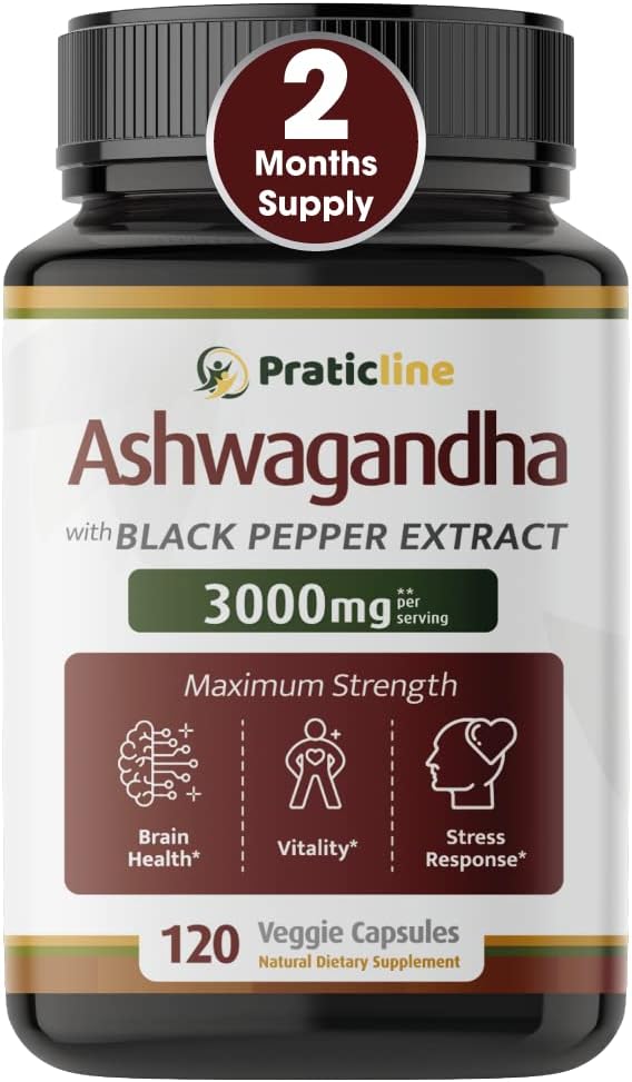 Ashwagandha kapslid 3000 mg - 120 Vegan Cap valmistatud orgaanilise Ashwagandha pulber ja juure ekstrakt. Gluteenivaba, valmistatud Ameerika Ühendriikides