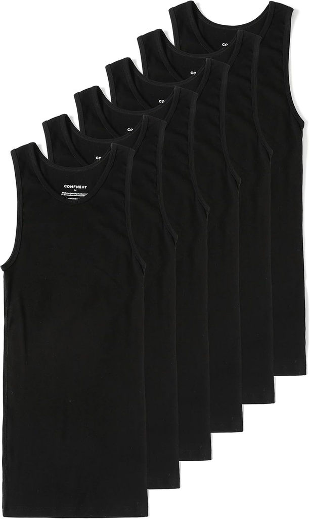 Comfneat Meeste 6-Pack A-Särgid Tight Fit Tank Tops Cotton Spandex alussärgid