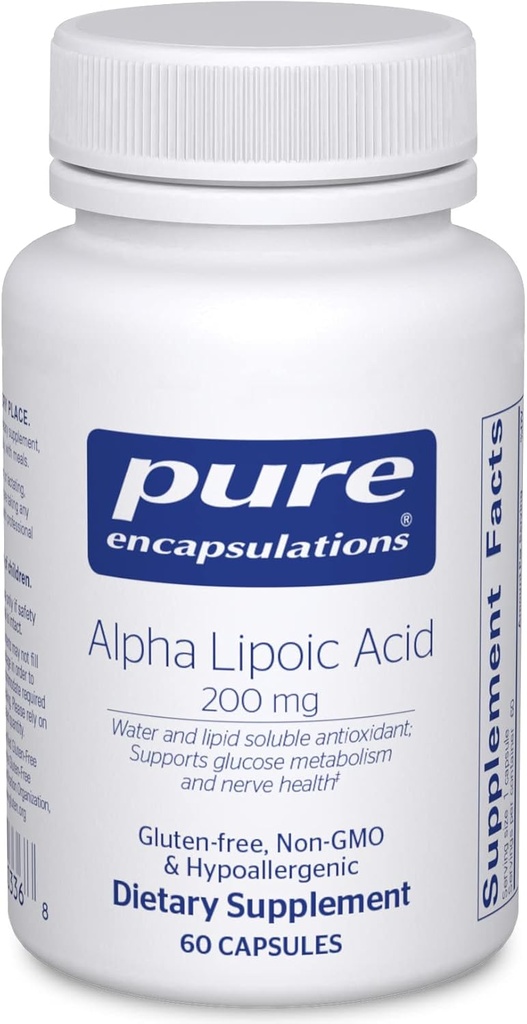 Puhtad kapslid Alfa-lipohape 200 mg - 200 mg ALA - Maksa ja antioksüdandi tugi * - närvide tervise ja süsivesikute metabolismi jaoks - Vegan & Non-GMO täiendus - 60 kapslit
