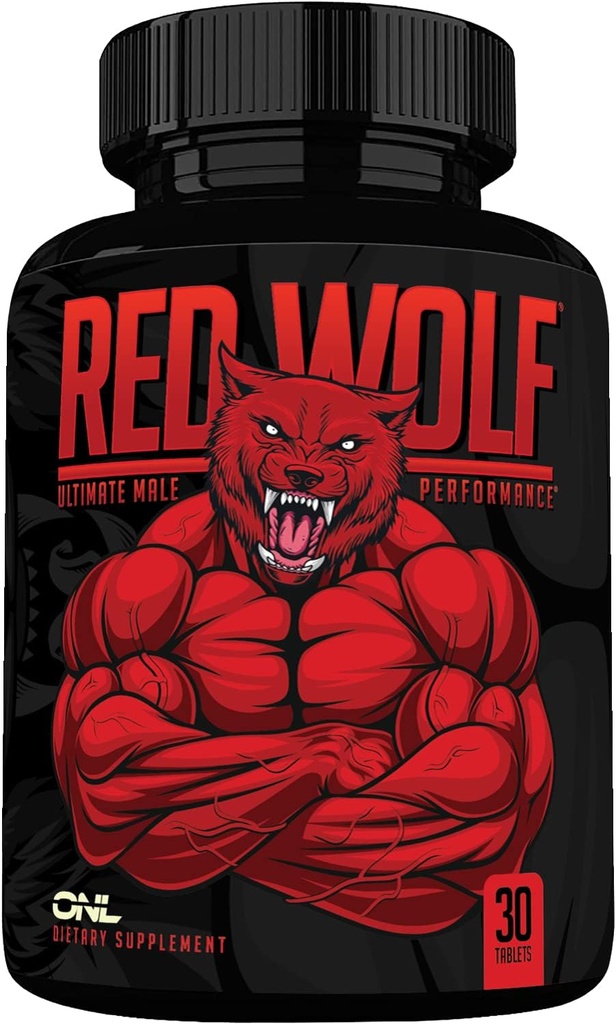 ONL Red Wolf Testosteroon Booster meestele - Ultimate meeste täiendus suure tugevusega vastupidavusele, energiale ja tugevusele - Testosterooni täiendus meestele - w / Tongkat Ali Male Enhancement - 30 Ct