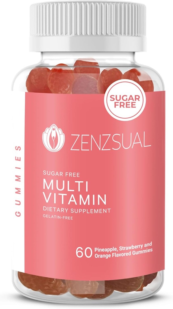 ZENZSUAL Multivitamiin Gummies - Täiskasvanute toidulisand C-vitamiini, biotiini, tsingi - maitsev, suhkruvaba, želatiinivaba immuunsuse tugikummid igapäevaseks heaoluks (60 maitsestatud kummid)