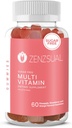 ZENZSUAL Multivitamiin Gummies - Täiskasvanute toidulisand C-vitamiini, biotiini, tsingi - maitsev, suhkruvaba, želatiinivaba immuunsuse tugikummid igapäevaseks heaoluks (60 maitsestatud kummid)