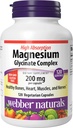 Webber Naturals Magneesium Glütsinaadi kompleks 200 mg, 120 taimekapslit, suure imendumisega valem, toetab luud, süda, lihased ja närvid, üks päev, vegan, uus märgistus!