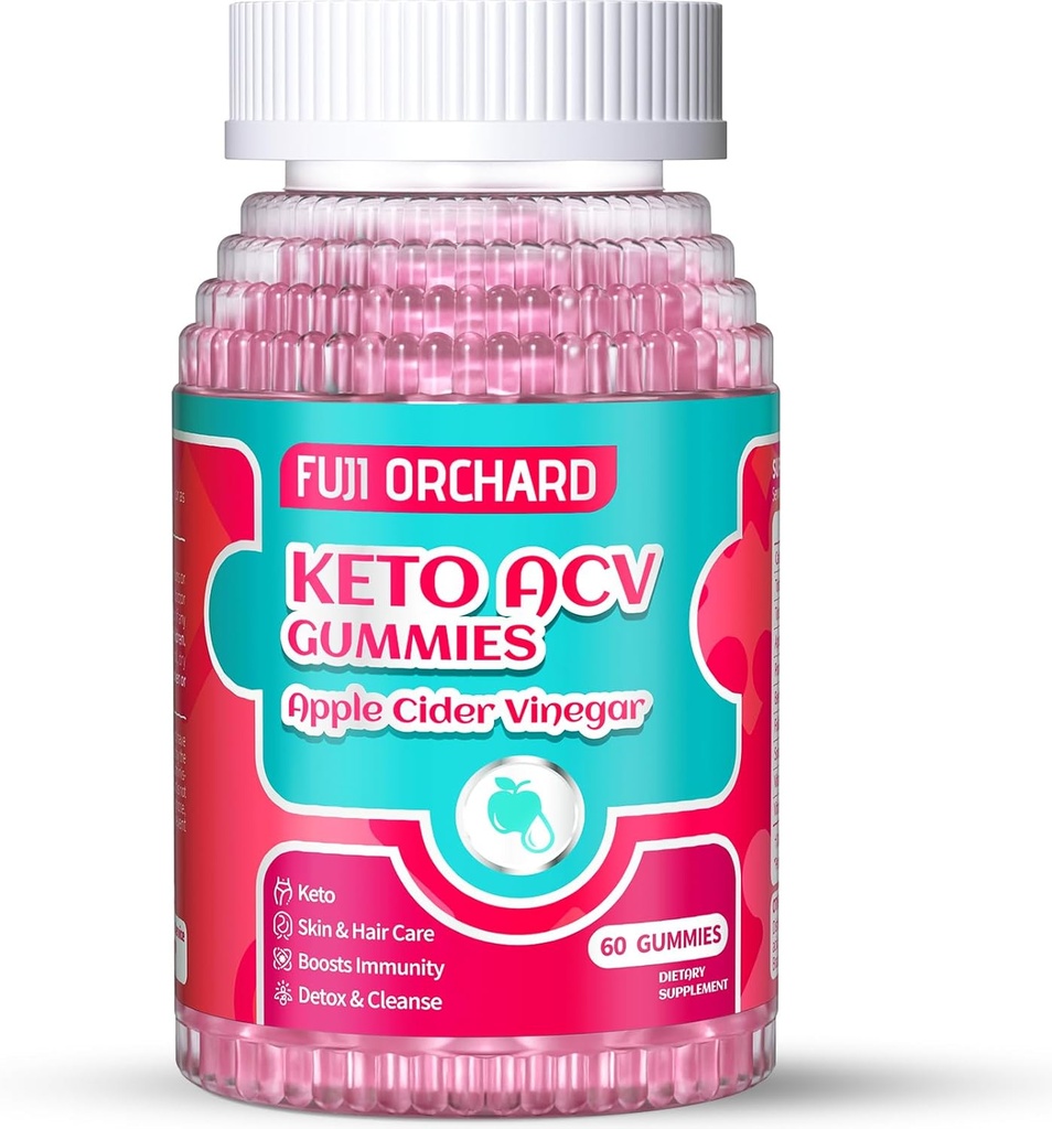 Keto ACV Gummies kaalulangus - Maitsev 1500MG Õunasiidri äädikas emaga, probiootikumid, vitamiinid B6 & B12, Vegan & Non-GMO - toetab Metabolism & Fat Burn naistele, 60 Vegan