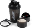 Shaker Bottle - Protein Shaker Cup koos ladustamiskomponentidega - lekkimiskindel treening Loksutage pudelid Mixeriga sujuvaks segamiseks-500ML/16oz (PURE BLACK)