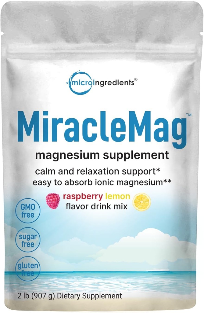 Rahulik Magneesiumipulber, 2lbs | Magneesiumtsitraadipulber | Magus Vaarika Sidrun Maitsestatud | Rahulik & Lõõgastav Mineraaltoetus | Kergesti imenduv | Mitte-GMO, Vegan, Suhkruvaba