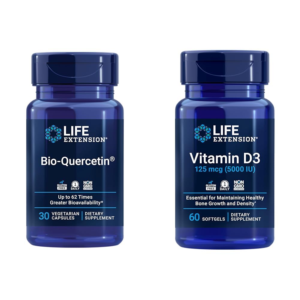 Elu pikendamine Bio- kvetsetiin Immune & Heart Health Antioksüdant 30 kapslit + Vitamiin D3 5000 RÜ 60 Softgels
