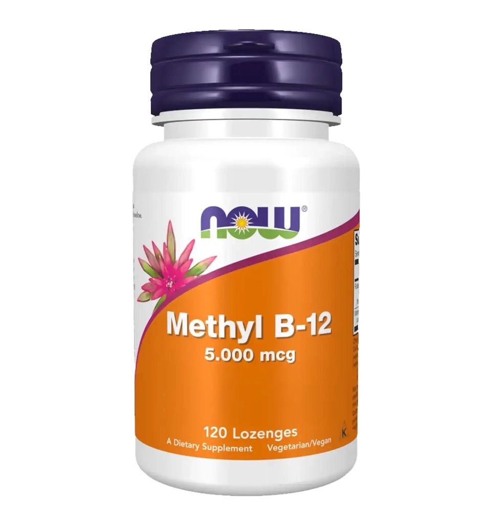NOW Foods Metüül B12 - metüülkobalamiin Plus foolhape - 5000 MCG (120 lozenges)
