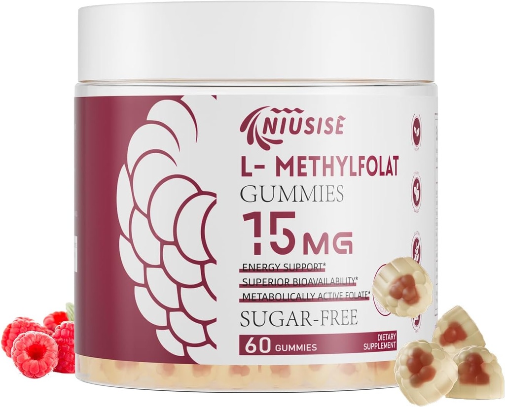 L-metüülfolaat 15mg kummikud täiskasvanutele, suhkruvabad kummid aitavad parandada energiat, aju funktsiooni - aktiivset foolhapet ja B12-vitamiini lisandit immuunsuse toetamiseks, mitte-GMO, gluteenivaba