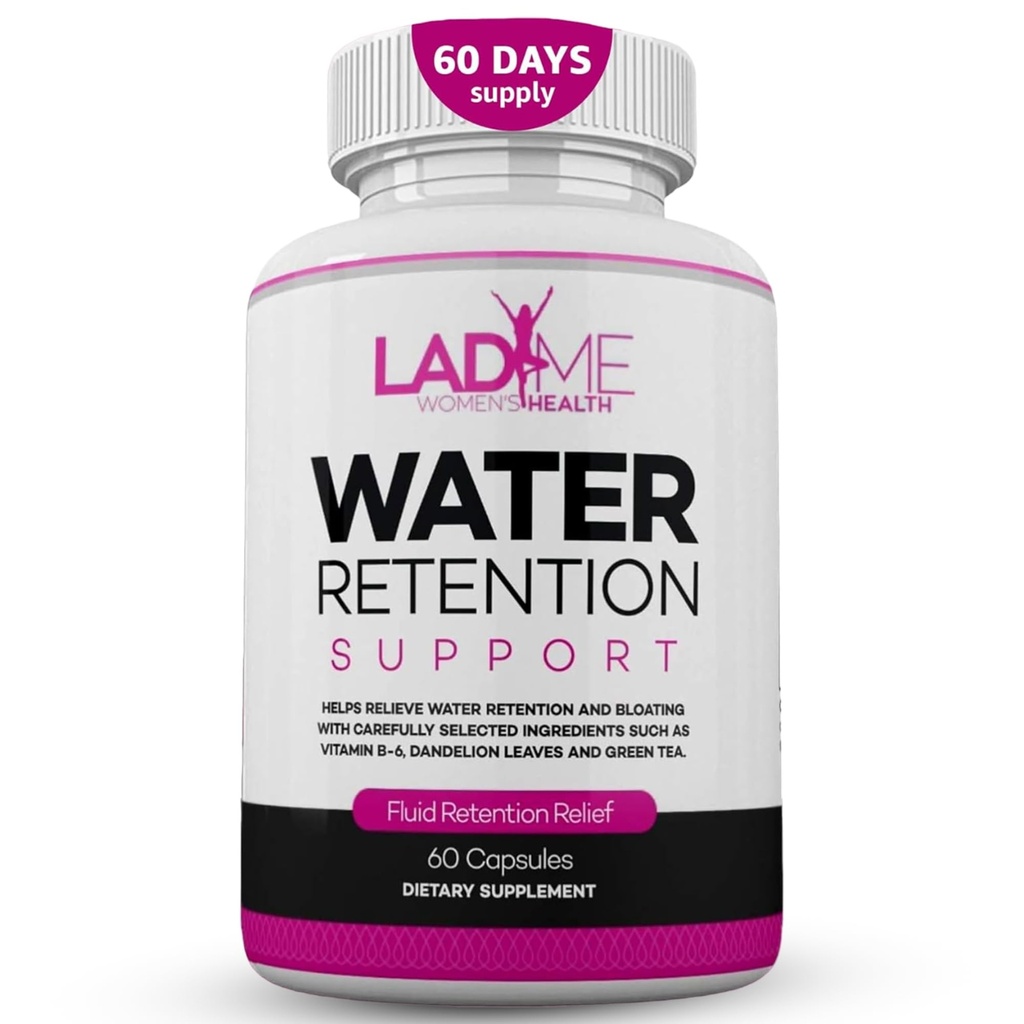 Vee säilitamise pillid naistele Bloating Relief vitamiin B6, Dandelion ja roheline tee looduslik diureetikum vee puhastamiseks, puhumiseks ja turse Detox kapslid - 60 kapslit (2 kuud tarne) - LadyMe