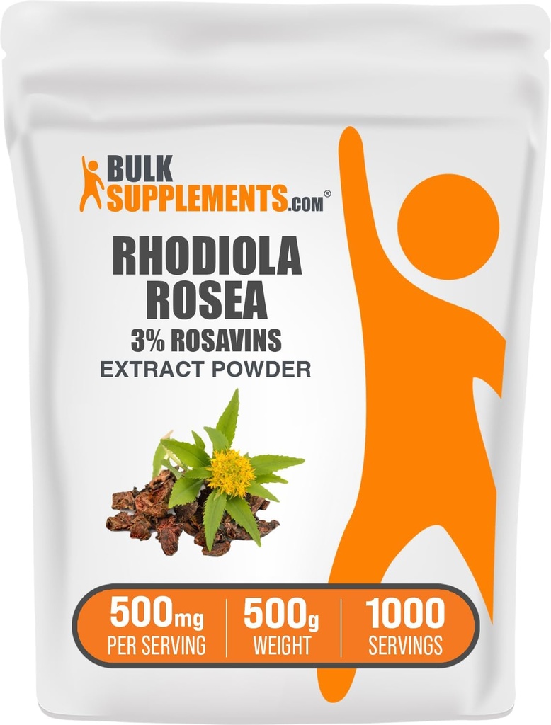 BulkSupplements.com Rhodiola Rosea Extract - 3% Rosavin, Rhodiola Extract, Rhodiola Root Extract - Rhodiola Supplement, Rhodiola Powder - Vegan, 500mg per Serving, 500g (1,1 naela)