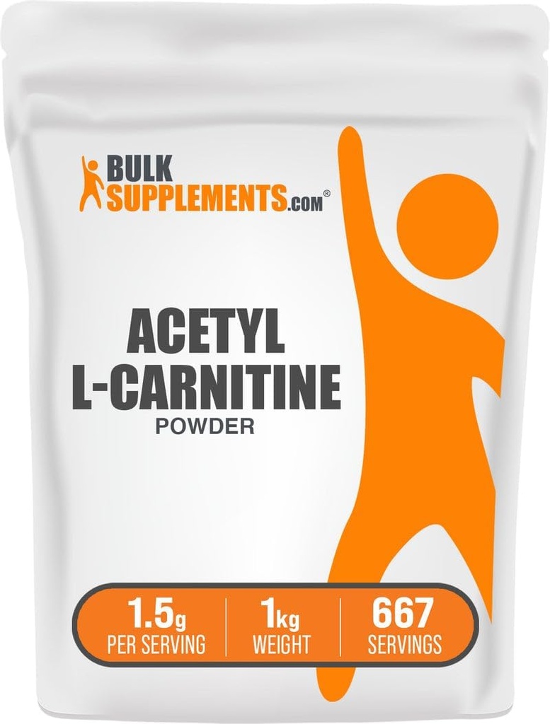 BulkSupplements.com Acetyl L-karnitiin pulber - nagu ALCAR HCl, karnitiini lisand - gluteenivaba, 1 kg (2, 2 naela) (pakk 1)