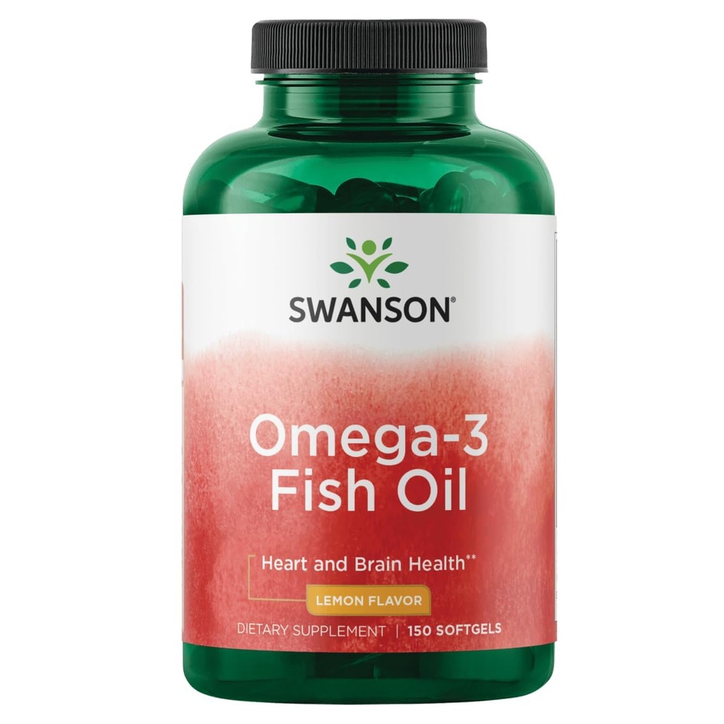 Swanson Omega 3 kalaõli täiendus Südame aju ja ühine tugi GMO-vabad EFA-d 180 mg EPA Plus 120 mg DHA 150 softgelkapslid Sidrunmaitse