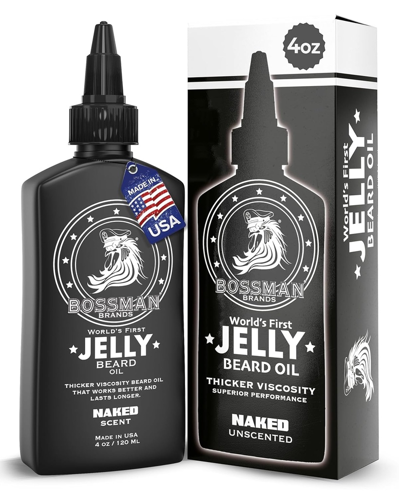Bossman Jelly Beard Oil meestele (4 oz, alasti - lõhnata) - pehmendid, niisutab ja tingimused looduslike koostisosadega