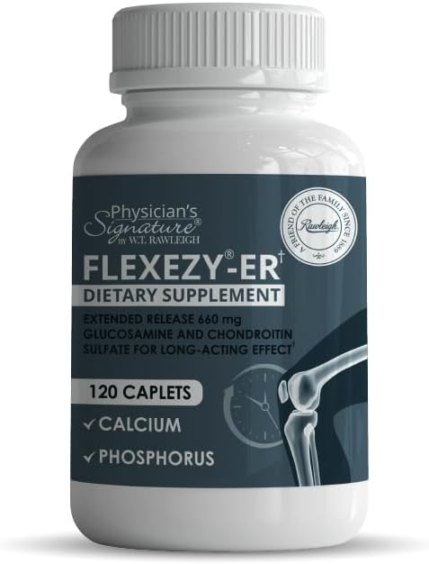 Rawleigh Flexezy-ER: 120 Caplets | 24/7 ühine tugivalem | Glükosamiin & kondroitiini sulfaatsegu | Kaltsium & fosfor | 24-tunnine laiendatud vabanemine | ühine terviselisand meestele ja naistele