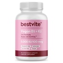 BESTVITE Vegan Vitamiin D3 5000 RÜ + Vitamiin K2 100 mcg nagu MK-7 (120 taimset kapslit) - Stearaatide puudumine - Vegan - Non GMO - Gluteenivaba