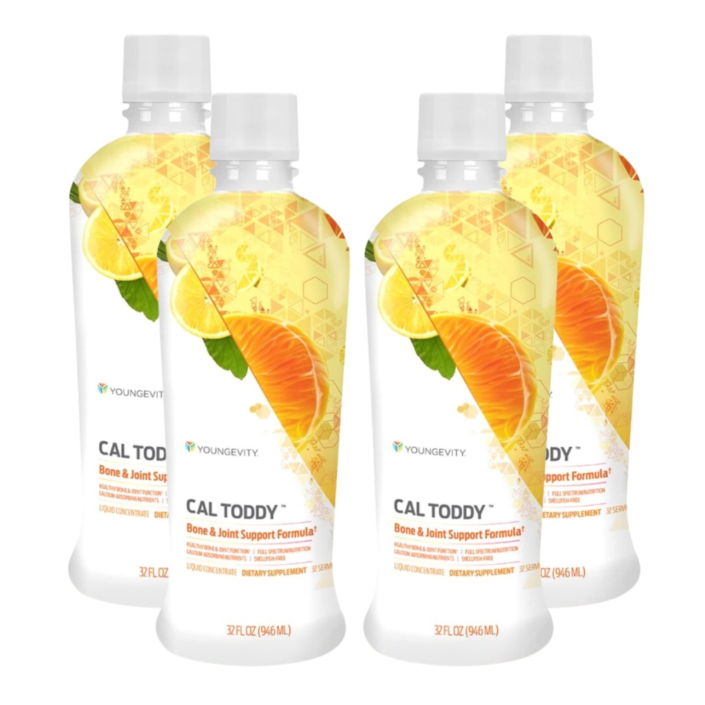 Youngevity CAL Toddy - Kaltsium (tsitraat, fosfaat) Magneesium 1200mg / 600mg - vitamiinid D-3, tsink, vask, kaalium, boori ja 70+ jälje mineraalkofaktorid - toetab luu tervist - 32 Fl Oz (pakk 4)