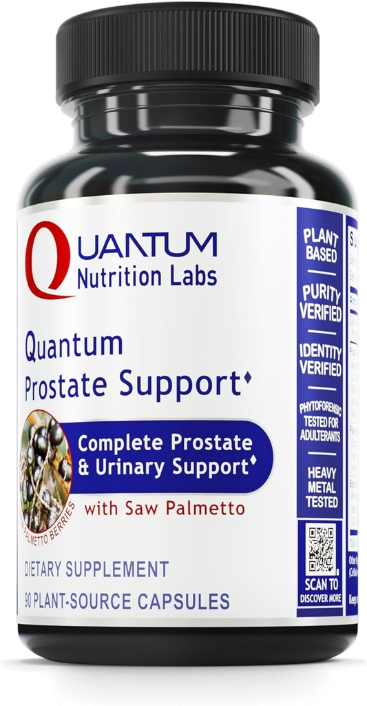 Quantum Nutrition Labs eesnäärme tugi - eesnäärme toidulisandid meestele, eesnäärme tervise valem, looduslik toidulisand orgaanilise saw Palmettoga - 90 taimetoitlast kapslit