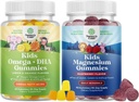 Bundle of Omega DHA Gummies for Kids - Rasvhapped Omega 3 6 9 koos C-vitamiini aju, immuunsuse ja nägemise ja lapsed Magneesium Gummies - Mag tsitraat närvide tervise lihased ja terve südame tugi