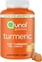 Qunol Turmeric Gummies, Gummy 500mg Kurkumiiniga, Ühine tugilisand, Ultra High Absorption Tumeric Curcumin, Vegan, Gluteenivaba, 90 Count