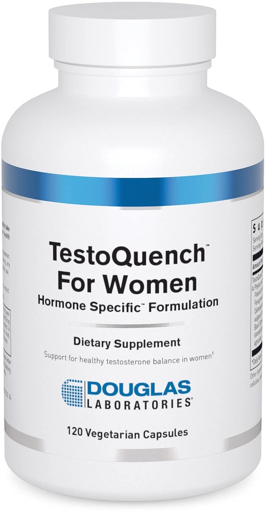 Douglas Laboratories TestoQuench naistele - Mälu, nahk, juuksed ja südame tervise täiendus * - Saw Palmetto, Püha basiilik ja apteegitill Seed - 120 taimetoitlase kapslit