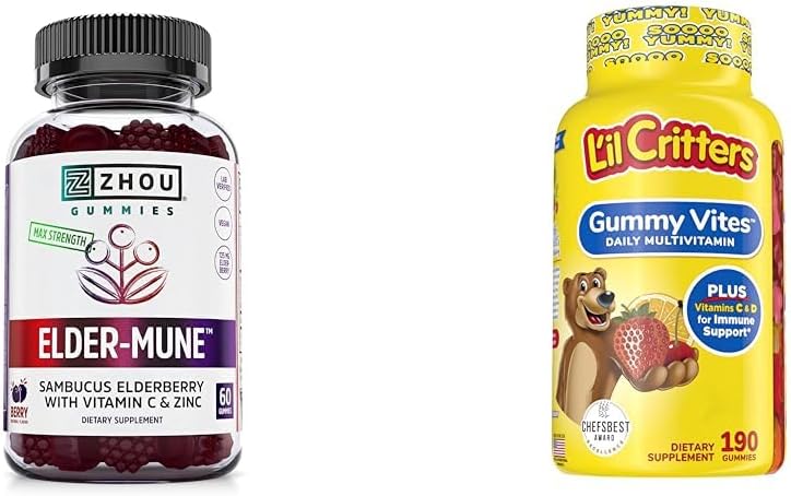 ZHOU Nutrition Elderberry Gummies & L'il Critters Gummy Multivitamiin, 60 & 190 Gummies