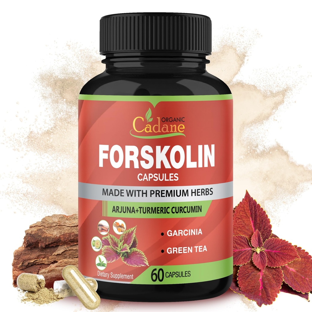 Forskolin täiendused Kapslid kurkumiini, Arjuna, Garcinia cambogia, roheline tee - 60 kapslit