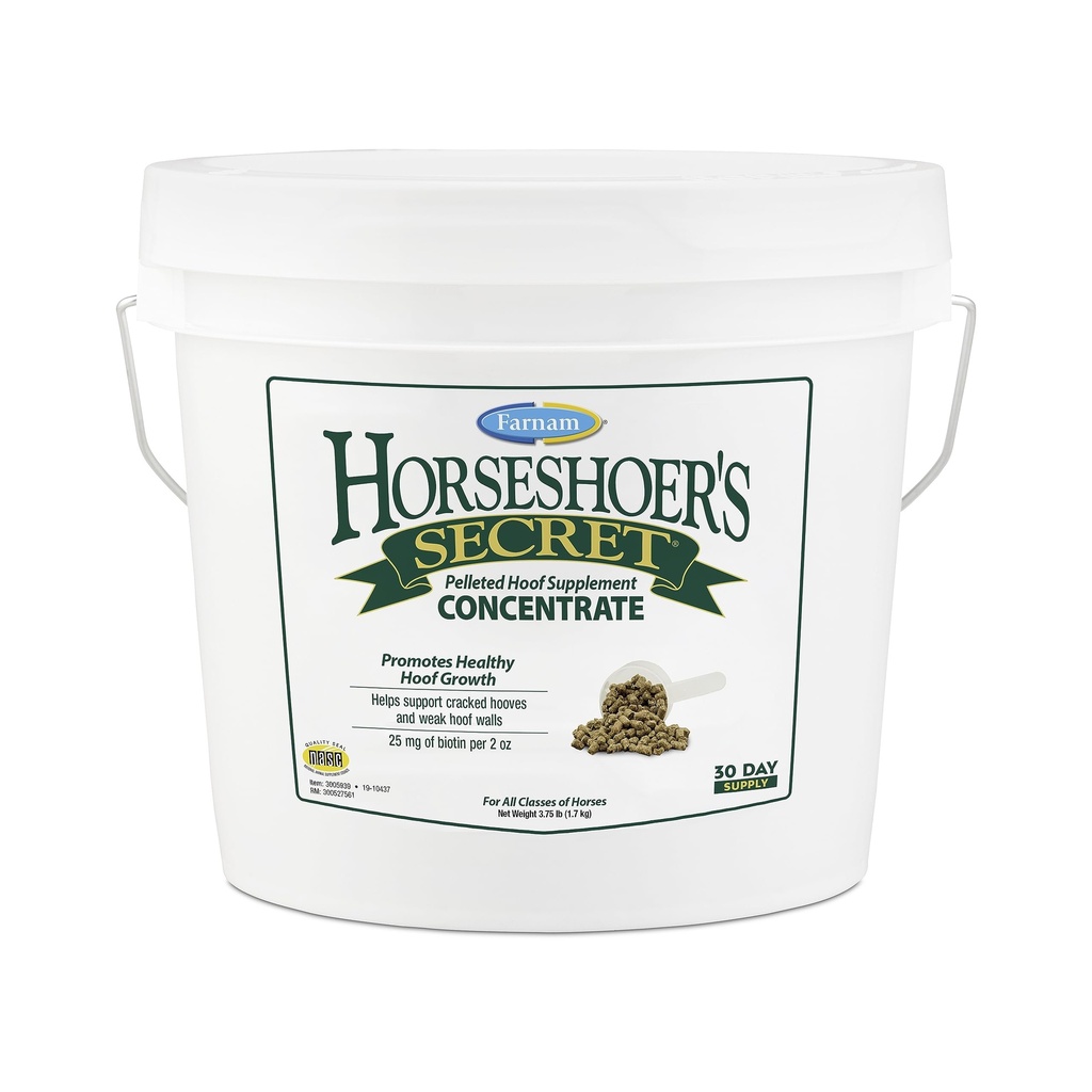 Farnam Horseshoer's Secret Pelleted Hoof Supplements Kontsentraat, majanduslik valem 25 mg. biotiini kohta 2 oz. serveerimine, 3,75 naela, 30 päeva pakkumine