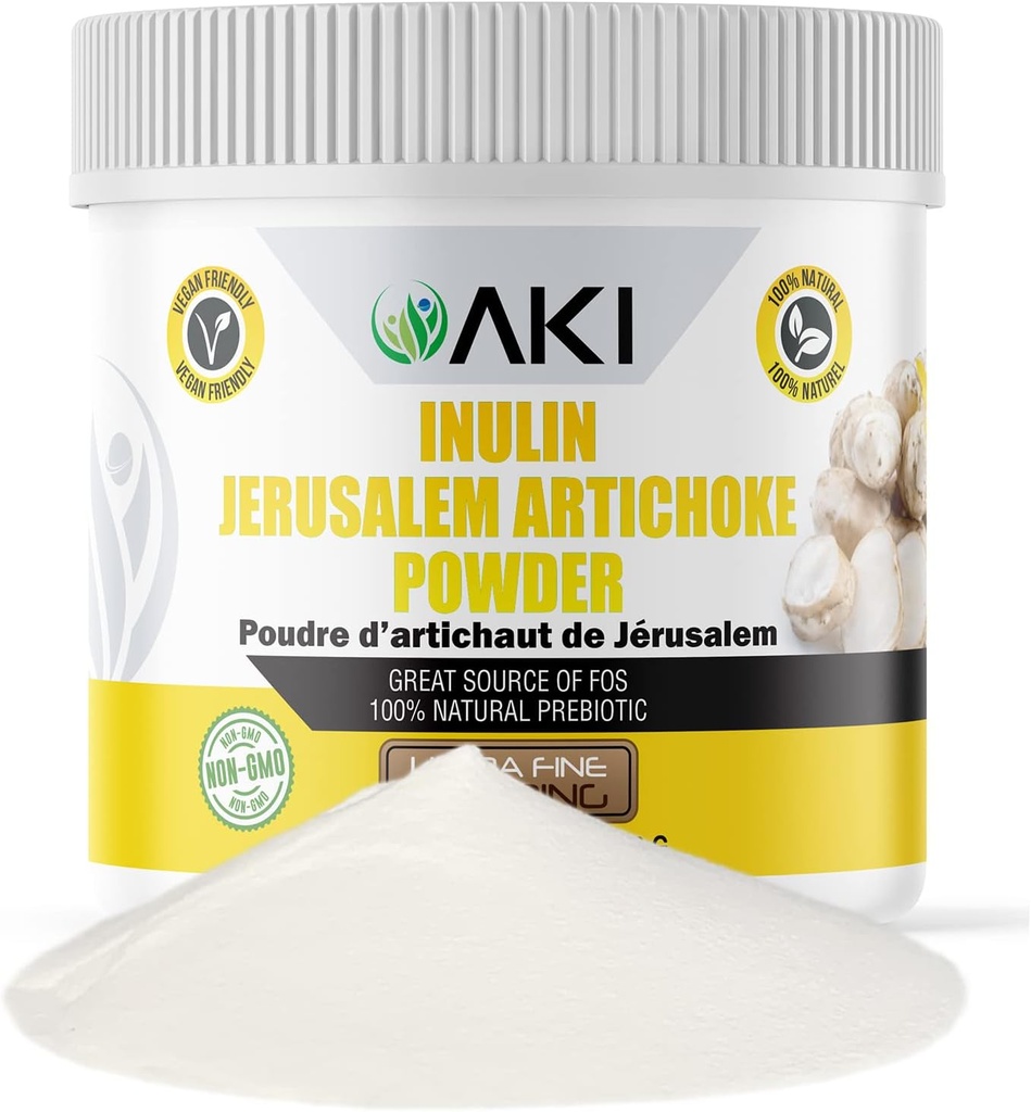 AKI Inulin Jerusalem Artichoke pulber (6oz/170g) Hea kiudaines ja prebiootikumis, ideaalne kohvi, smuutide, mahla ja muude toitude jaoks - Vegan, Gluteenivaba (1. pakend)