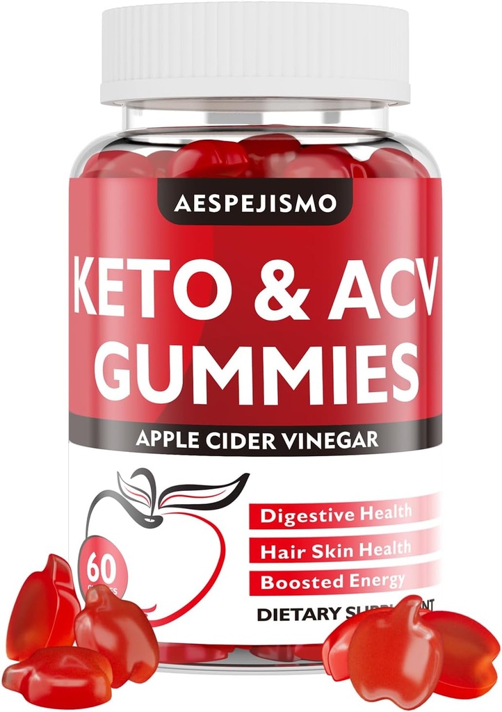 Keto ACV Gummies - Apple Cider Äädikas Gummies B12 energia ja heaolu, 1500mg, toetab Ketosis, naistele ja meestele, Vegan, Gluteenivaba, 60 Gummies