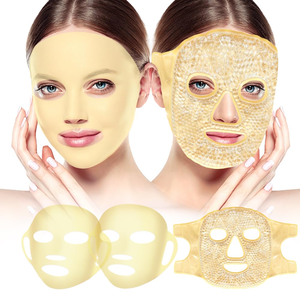 Näo Ice Pack ja 2 pakendit Silikooni näomaski kate, täielik näo külmutatud maskid Kuum Külm nägu Kompresseeri korduvkasutatav nahahoolduskomplekt naistele turse Relief Beauty Spa Essentials